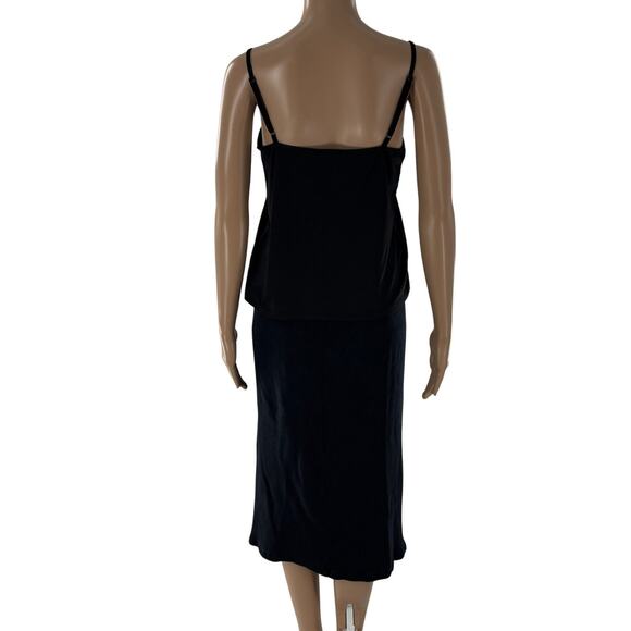 Womn Black Michelle Ribbed Side Slit Cotton Midi Skirt - Picture 6 of 7